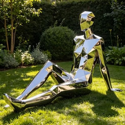 Garden Sitting Posture Stainless Steel Figure Sculpture Garden Sitting Posture Stainless Steel Figure Sculpture