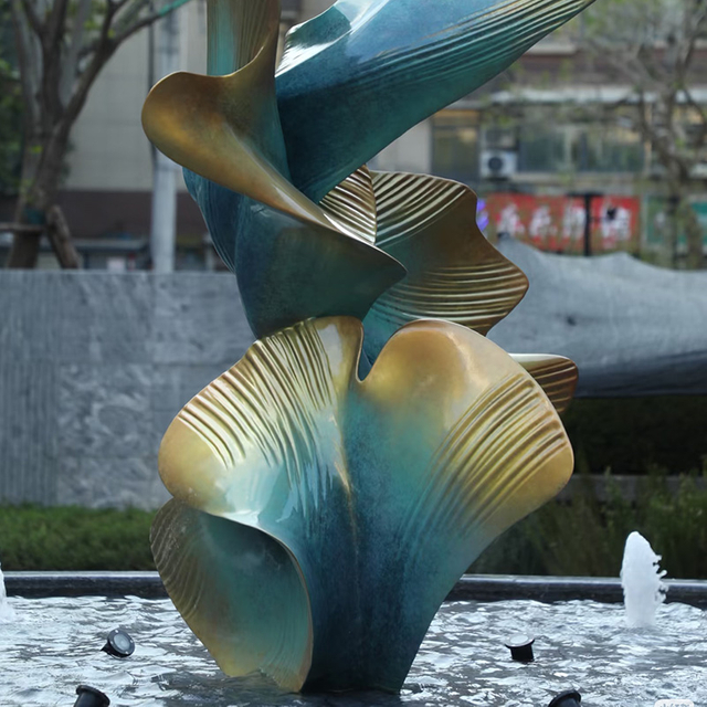 Modern Abstract Art Ginkgo Leaf Bronze Sculpture