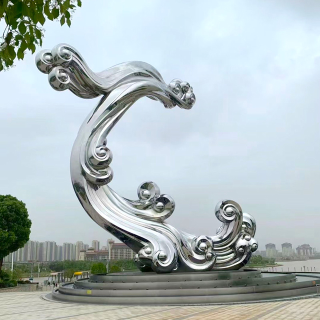 Stainless Steel Mirror Wave Sculpture Customization