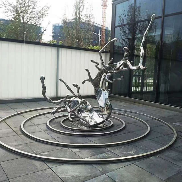 Modern Abstract Art Ripple Stainless Steel Sculpture