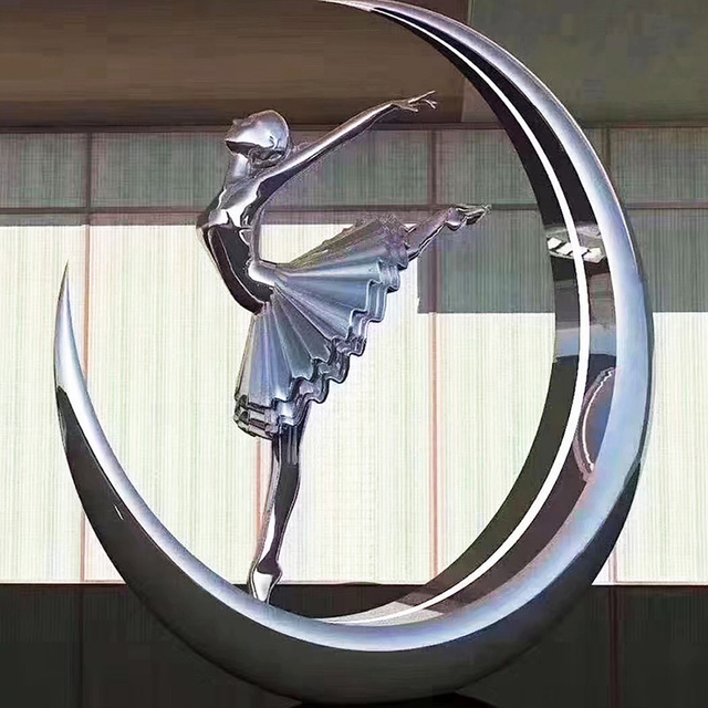 Modern Stainless Steel Dancing Girl Sculpture