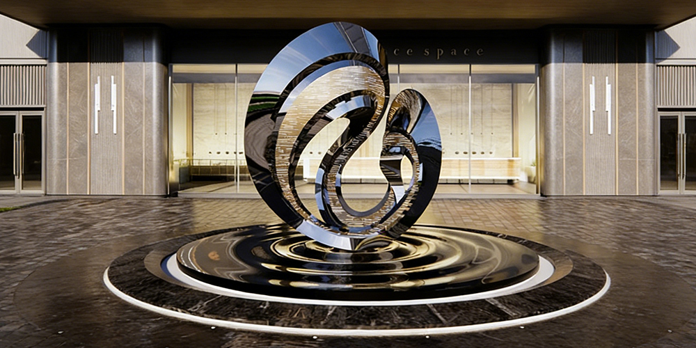 Mirror Stainless Steel Water Ripple Sculpture