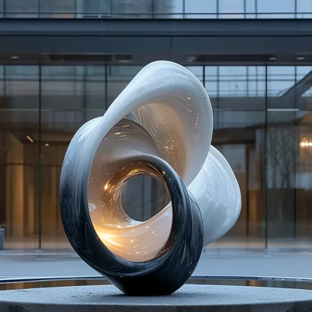 Black & White Symbiosis Abstract Sculpture