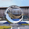 Mirror Stainless Steel Moon Sculpture Outdoor Water Feature Decor