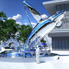 Stainless Steel Dolphin Sculpture Fountain Pool