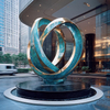 Abstract Verdigris & Gold Ring Symbiosis Sculpture