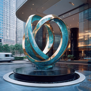 Abstract Verdigris & Gold Ring Symbiosis Sculpture