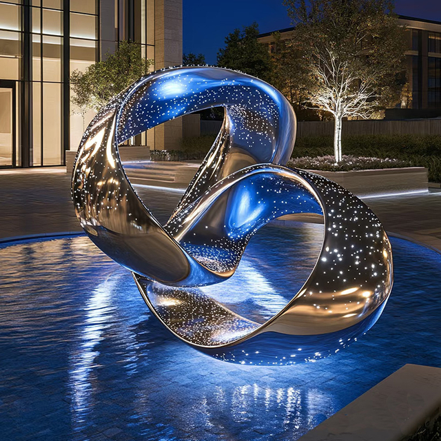 Interwoven Stellar Ring Stainless Steel Sculpture