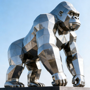 Strength of The Gorilla Modern Geometric Stainless Steel Sculpture
