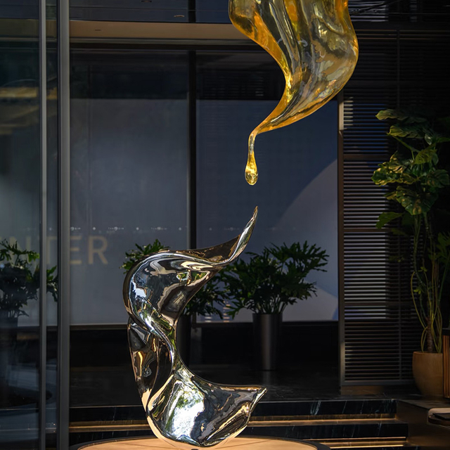 Transparent & Gold Leaf Art Sculpture