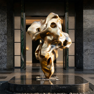 Golden Rhythm of Taihu Stone Modern Abstract Stainless Steel Sculpture