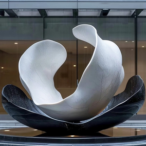 Magnolia Bloom Black & White Sculpture
