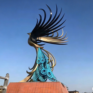 Outdoor Art Custom Modern Rise of Metal Phoenix Sculpture