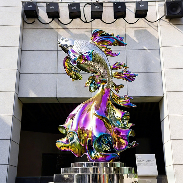 Stainless Steel Large Metal Fish Sculptures for Outdoor Decoration