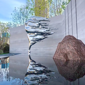 Cloud Shadow & Mountain Form Mirror Stainless Steel Landscape Installation