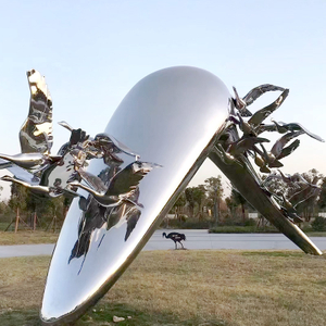 Mirror-Finish Stainless Steel Abstract Sculpture