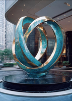 Abstract Verdigris & Gold Ring Symbiosis Sculpture