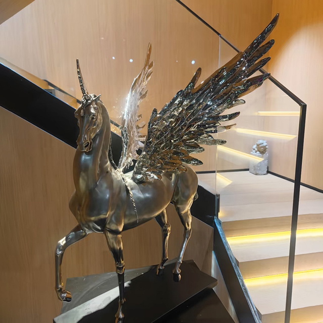 Electroplated Metal Unicorn Pegasus Sculpture