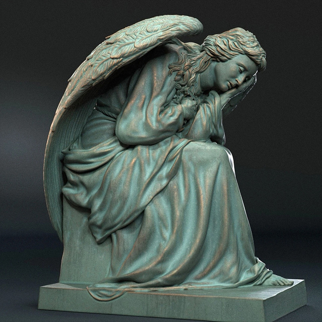 Contemplative Angel Neoclassical Sculpture