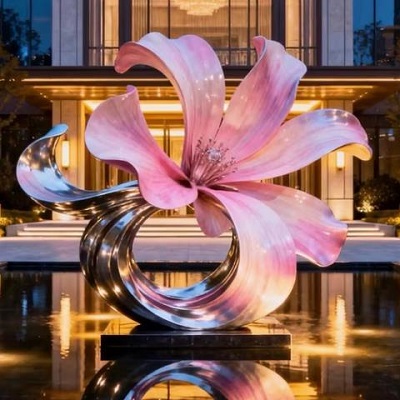 Fornitore di sculture colorate astratte moderne in acciaio inossidabile